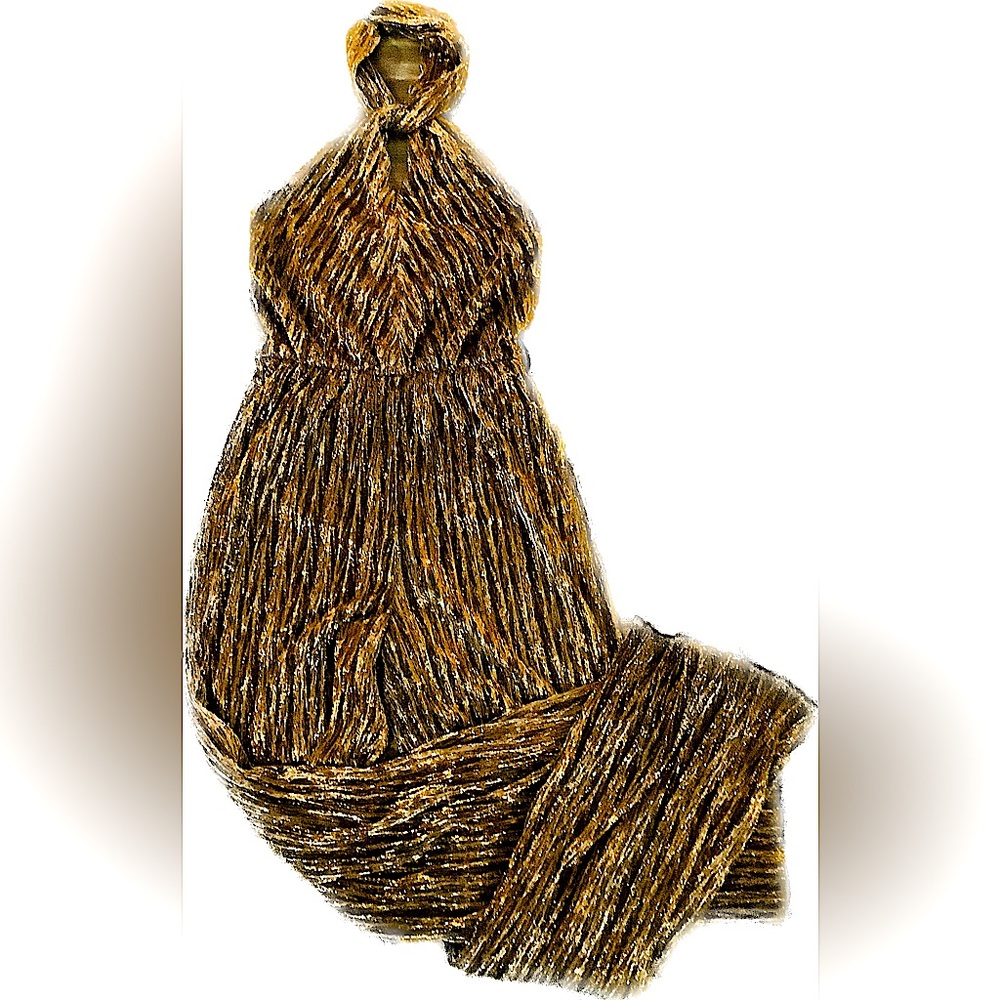 🌲🎁 Retro Gold & Silver Halter Jumpsuit